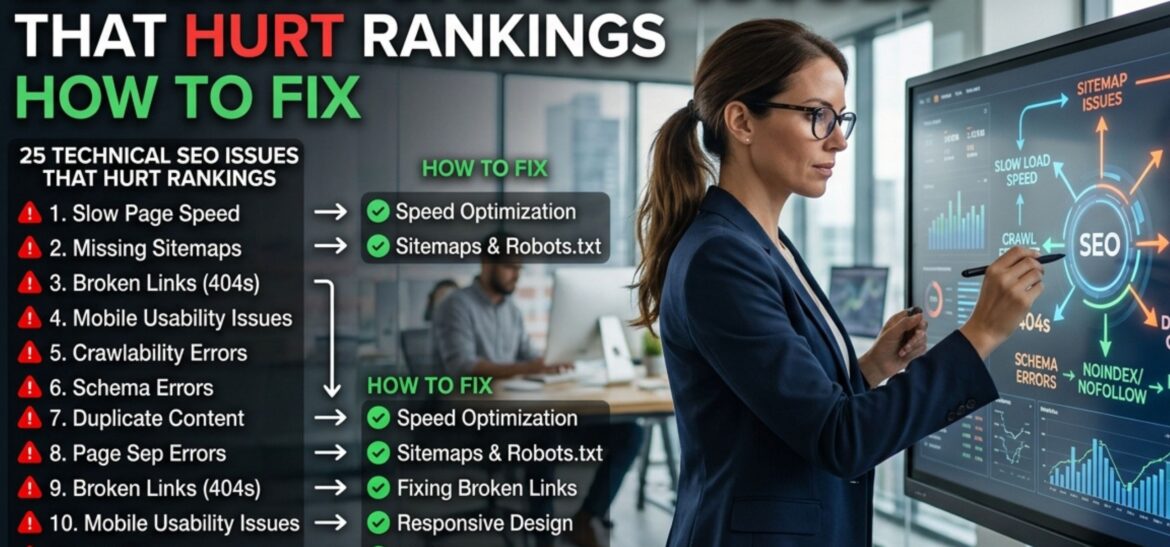 25 Technical SEO Issues That Hurt Rankings – How To Fix