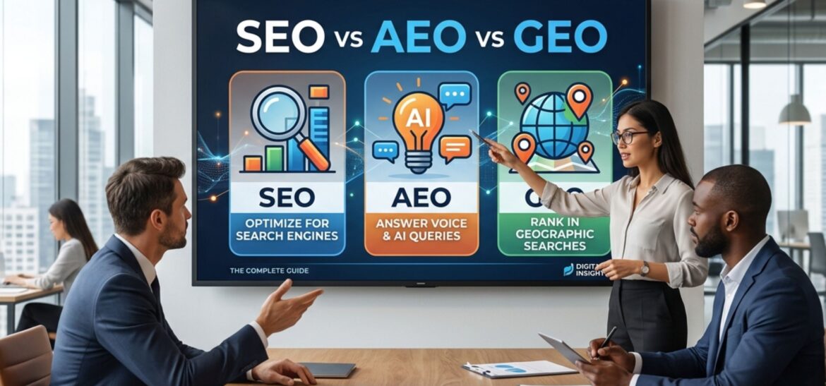 SEO vs AEO vs GEO: The Complete Guide to Ranking Everywhere